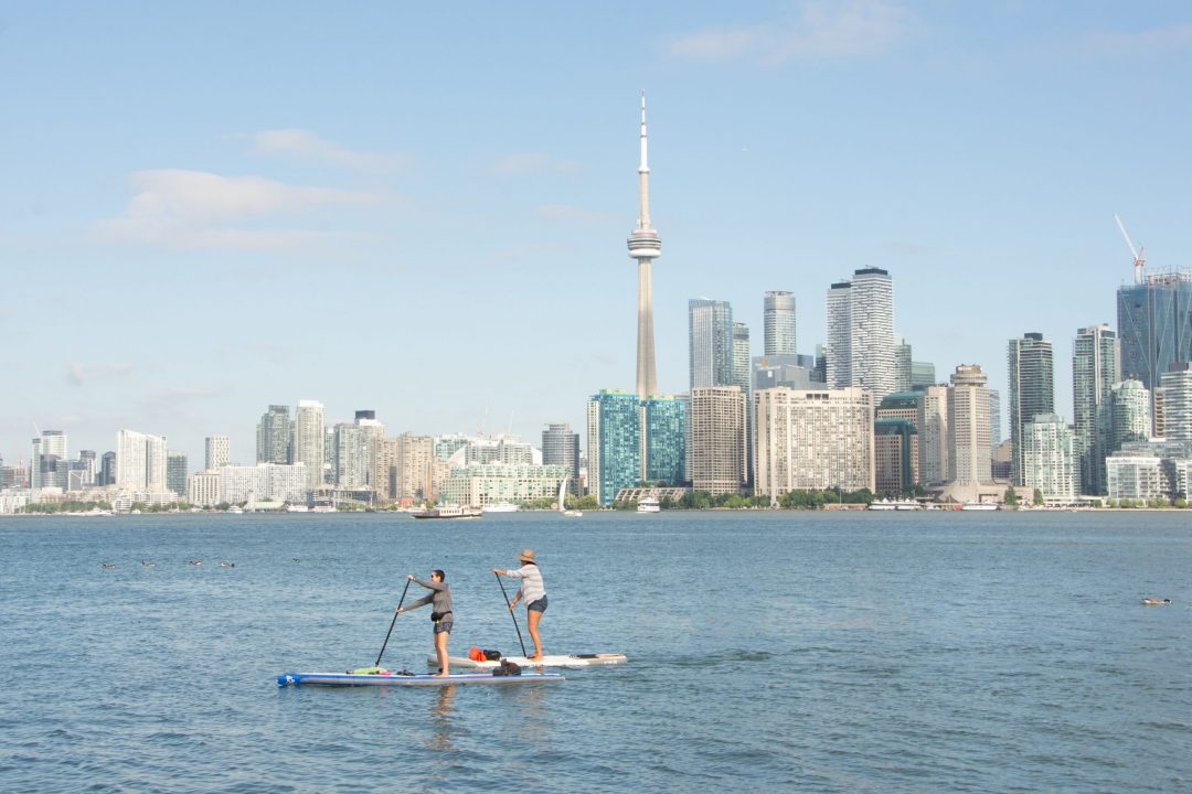 Toronto skyline Shoreline A Greener Future stand up paddling