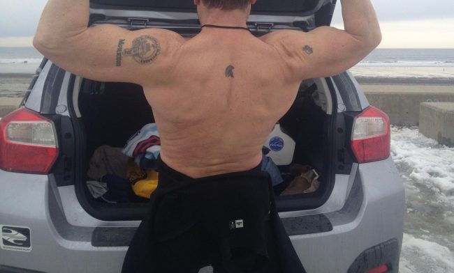 Coach Jeffrey Morrison shoulders